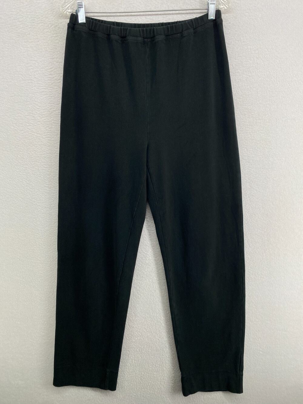 EILEEN FISHER Pants S Heavy Brushed Jersey Full Length Straight Black HK VTG